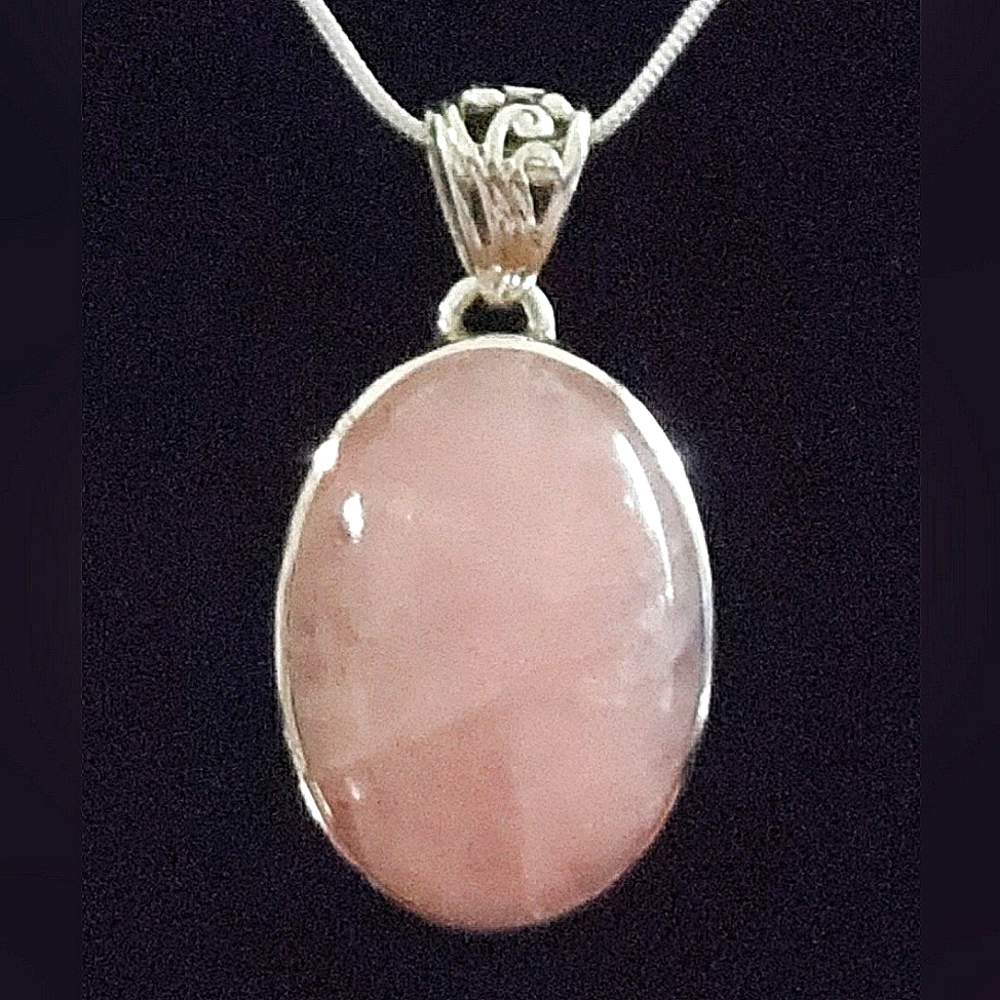 Morganite Stone Pendant Sterling Silver